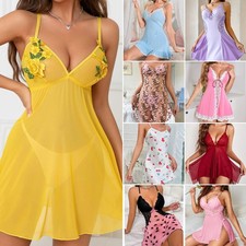 Lingerie-Underwear-Sleepwear-Sexy-Women-Lure-Dress-Lace-Babydoll-Nightwear-Robe