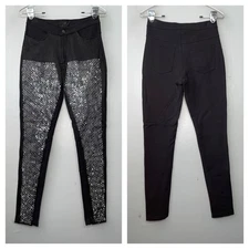 H&M Studded Mesh Skinny Pants Size XS 6 Moto Biker Emo Club Rave Cyber Goth Punk