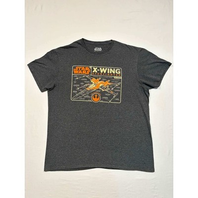 Star Wars Fifth Sun X-Wing Starfighter Graphic T-Shirt Gray Mens Large Ep 9