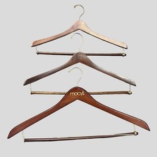 Lot of 3 VTG Wooden Hangers Brown for Pants Suit Jacket Suits Shirt Coat Macys