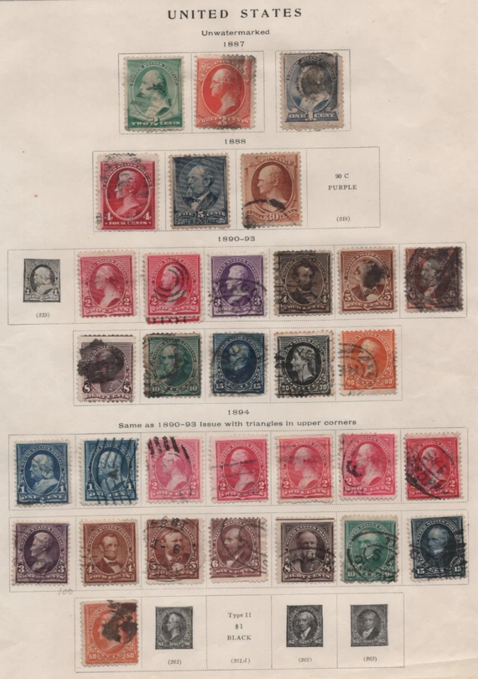 US 1869–1894 COLLECTION OF 74 STAMPS ALL USED ON OLD SCOTT ALBUM PAGES - Image 3 of 3