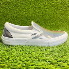 Vans Slip-On Pro Mens Size 6 Iridescent White Athletic Skate Shoes Sneakers