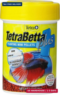 TetraBetta PLUS Floating Mini Pellets, Fish Food With Natural Color Enhancer