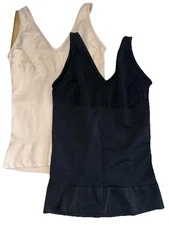 LOT x 2 SPANX Sculpting Seamless Power Tanks 360 Shaping Black & Soft Nude Sz L