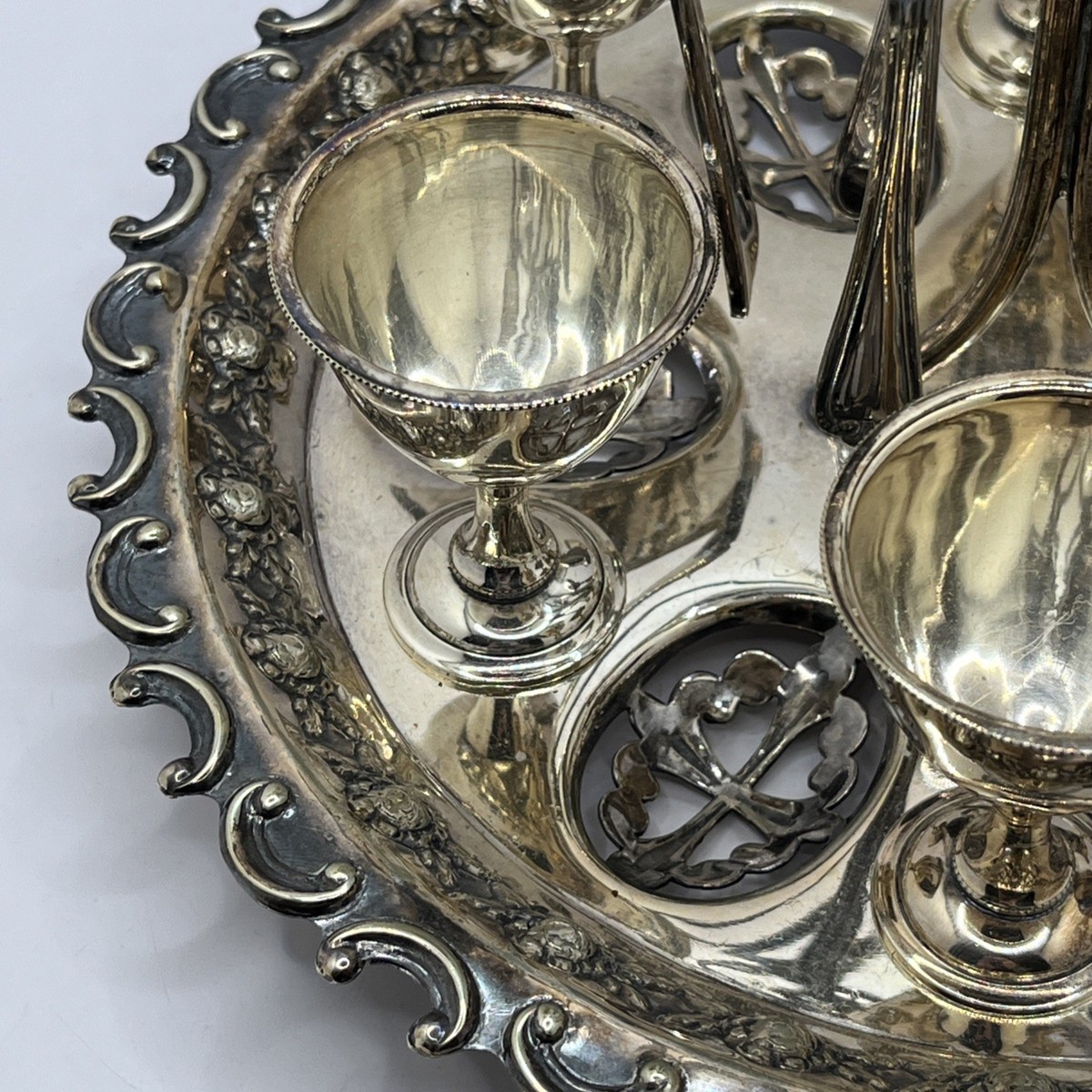 Vtg Antique 1900s Silver Plated EPNS Sheffield England 6 Egg