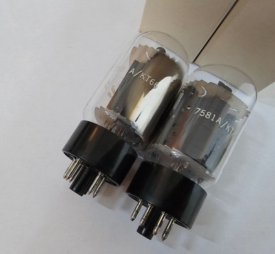 2x General Electric 7581A / KT66 Röhren   ungeprüft, nicht gematcht