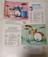 1973 Slingerland Drum Catalog 3-Page Spread - Windsor Drumset Lyras Trap Case