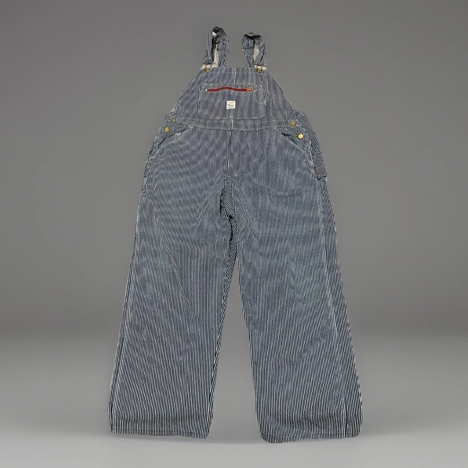 Vintage Pointer Mens Hickory Stripe Railroad USA Bib Overalls Workwear 42x30 - Image 2 of 4