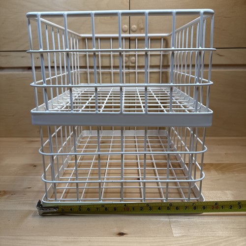 2 Stackable White Wire Small Baskets - for Organizing (Crafts, Office, Kitchen) - Picture 6 of 8