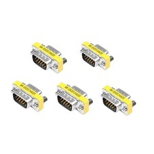 5 PCS VGA Male To Male Adapter HD15 Gender Changer Coupler Monitor Projector