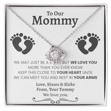 To Our Mommy Love Knot Necklace with Gift Card – From Baby Bump – Pregnancy Gift