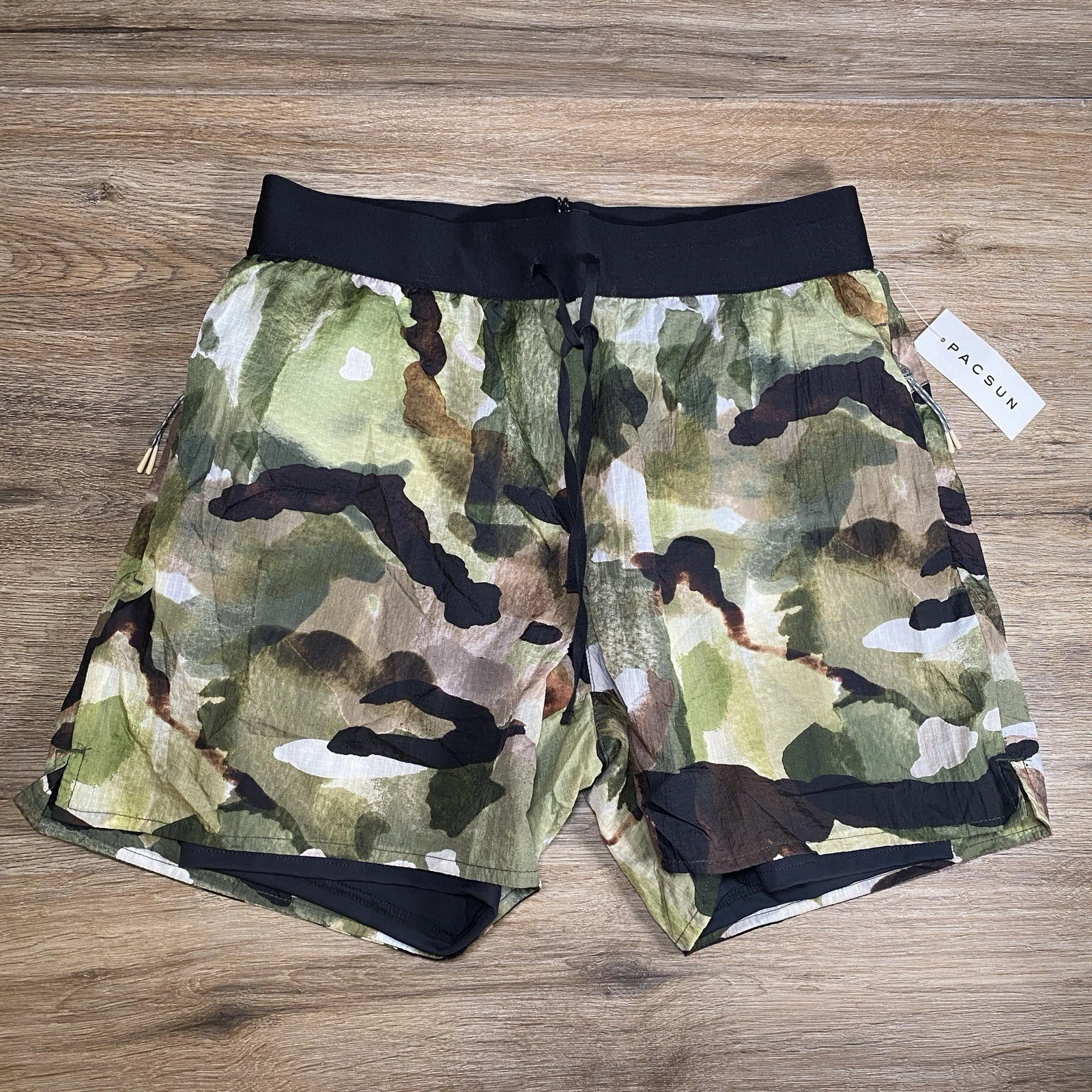NWT PacSun RC Outdoor Supply Men’s Camo 2-in-1 Lined Trail Shorts Green Size S