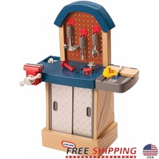 Kids Tough Workshop Playset W/ 11 Tools Storage Pegboard Educational Fun 2 Year