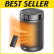 Portable Electric Space Heater with Thermostat - 1500W Black