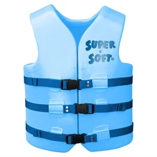 TRC Recreation Super Soft XL Life Jacket Vinyl Coated Foam Swim Vest, Blue