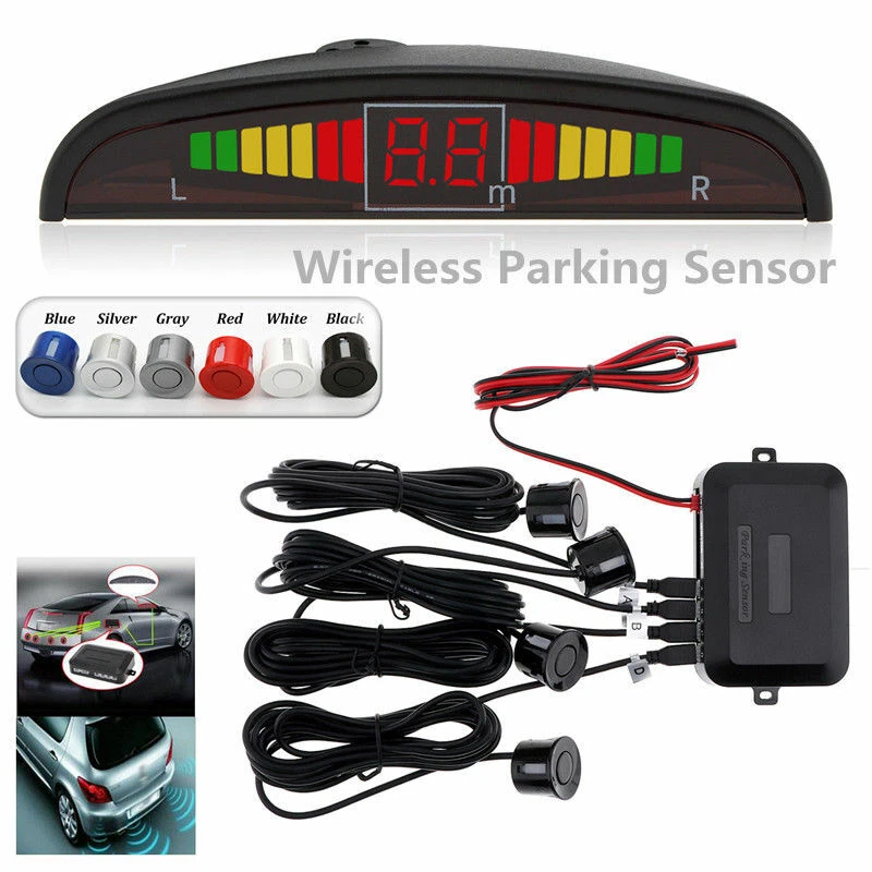 KIT 4 SENSORI DI PARCHEGGIO WIRELESS NERO CON DISPLAY ACUSTICO AUTO CAMPER SUV - Immagine 4 di 4