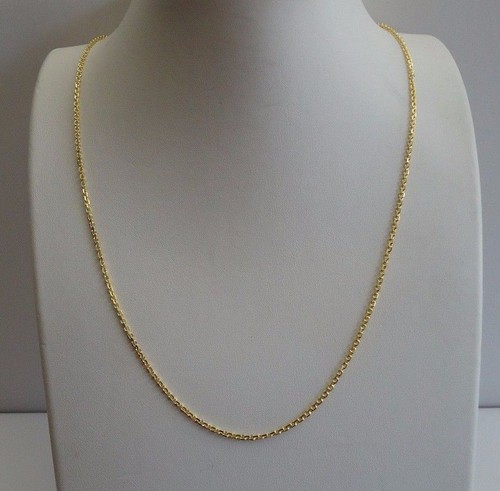 18K YELLOW GOLD OVER 925 STERLING SILVER ROLO CHAIN / 18'' LONG / ITALIAN MADE - Picture 1 of 5