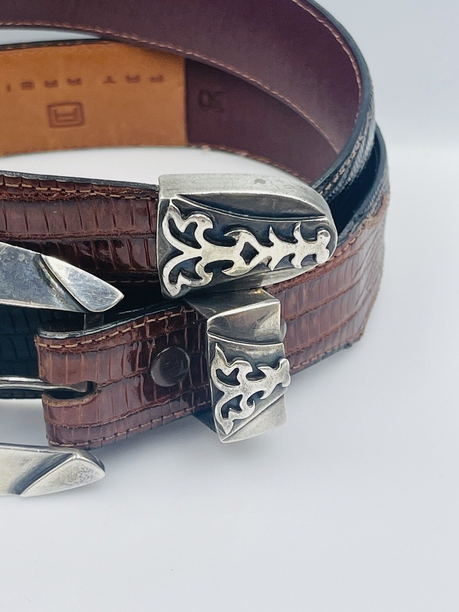 Pat Areias 925 Sterling Silver and Onyx Belt Buckle and  Lizard Leather Belt Pat Areias Sterling Silver & Genuine Lizard Leather Belt | eBay main image 4