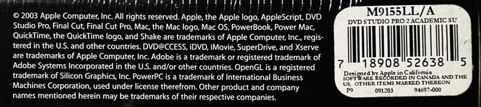 Apple DVD Studio Pro 2 Academic Single User Version Professional MAC SEALED 2003 - Image 4 of 4