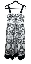 Johnny Was L Large Mel Embroidered Womens Dress White Black Cotton Midi 410