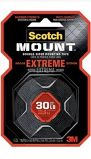3M Scotch Extreme Double Sided Mounting Tape 1" X 60" Holds up to 30lbs 414