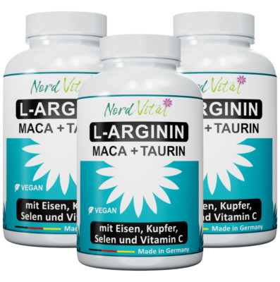 3x L-Arginin, Taurin und Maca - Eisen, Kupfer, Selen und Vitamin C -540 kapseln