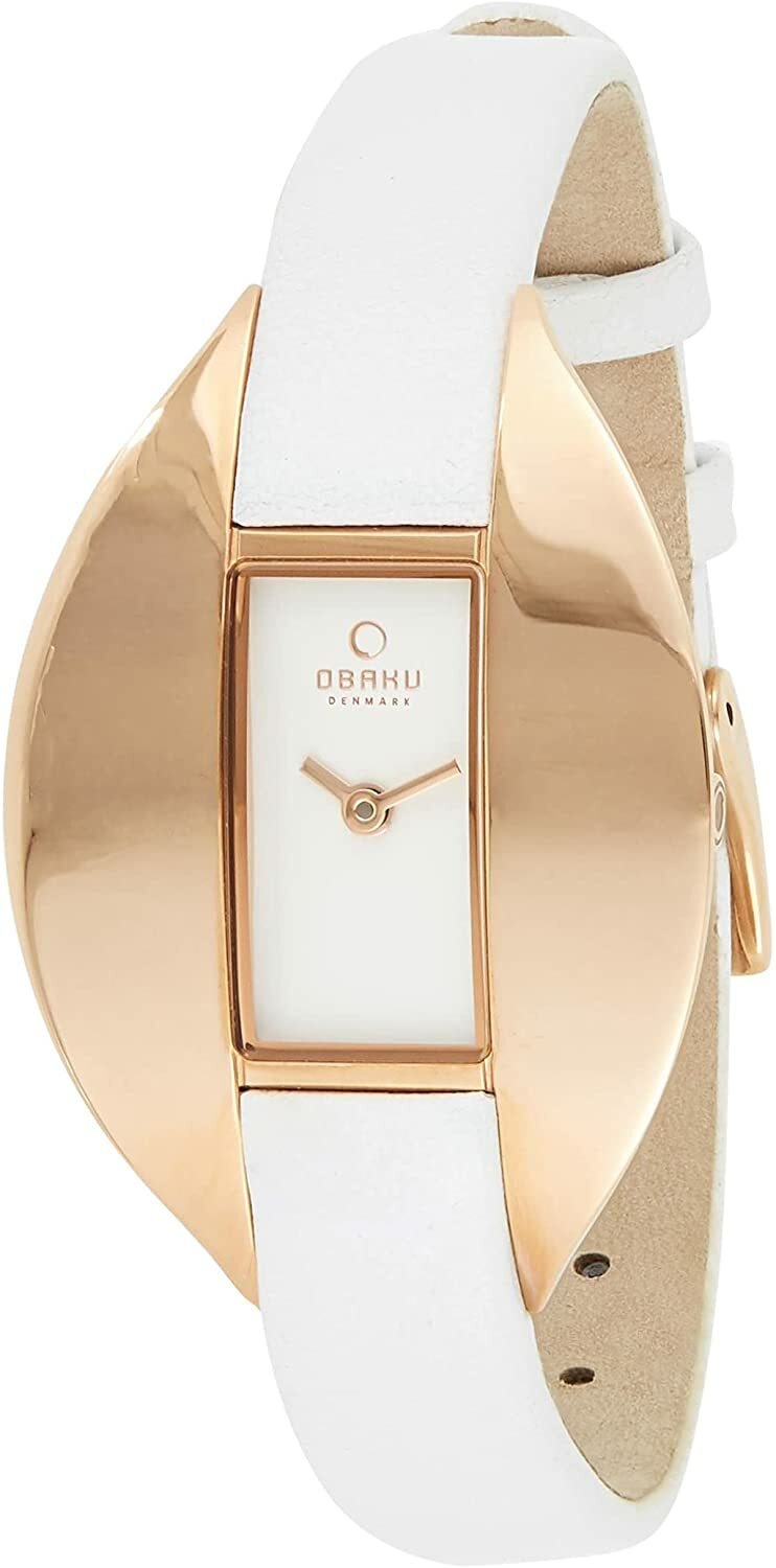 Montre femme Obaku V155LVIRW cadran épuré et bracelet en cuir blanc