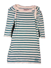 JUICY COUTURE Teal Blue And White Striped Cotton Dress SZ P Style # JGO00236