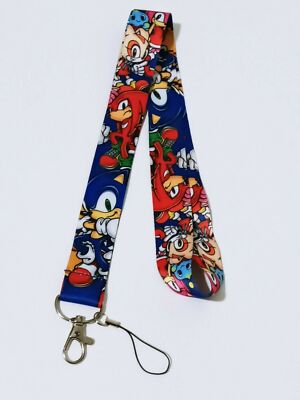 Black Super Sonic with Sonic Characters Lanyard ID Holder Keychain-Brand New!