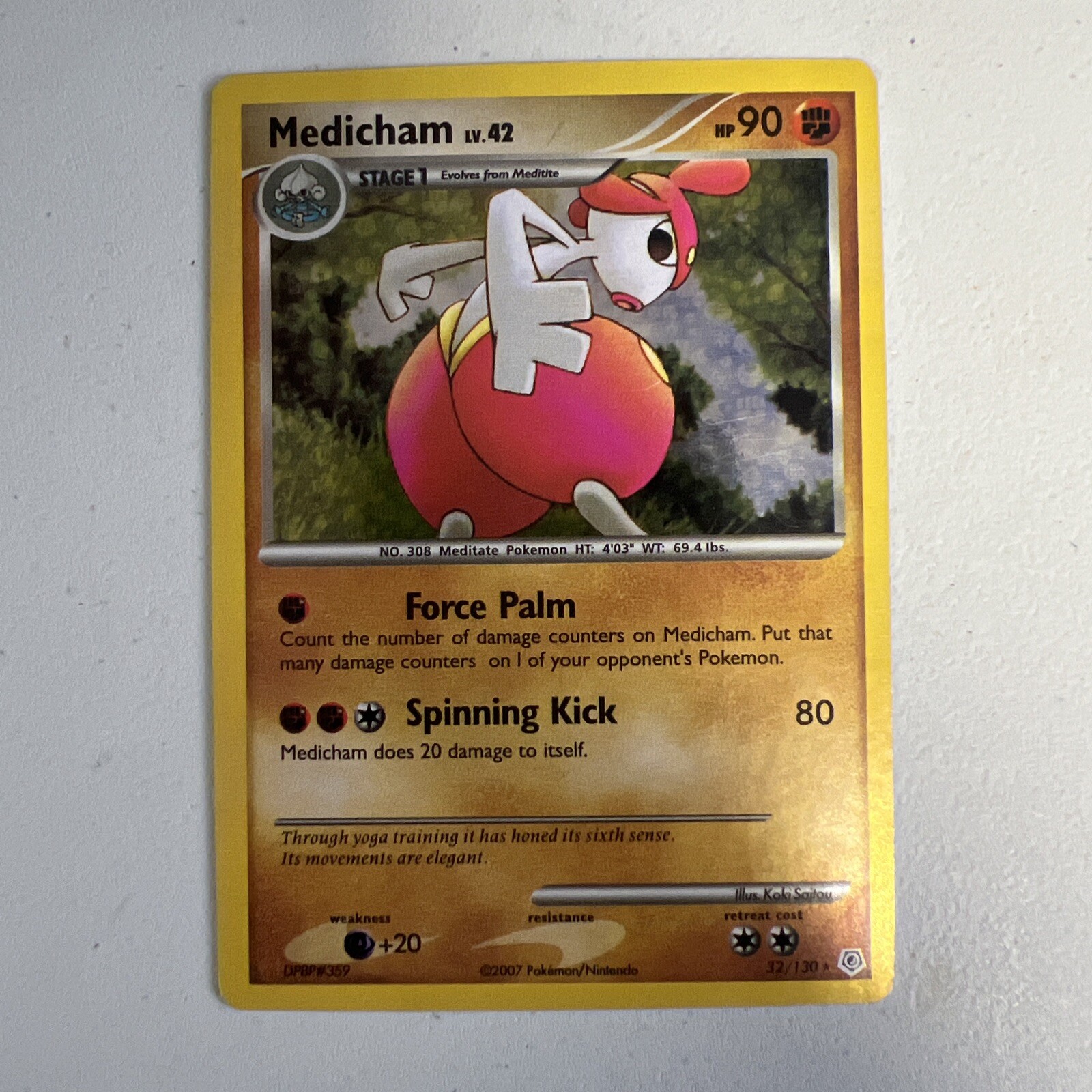 2007 Medicham 32/130 Diamond & Pearl Reverse Holo Rare Pokemon Card LP