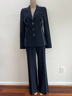 Giorgio Armani Woman's Blue Pcs Wool Suit Pants Blazer Silk - Main Image