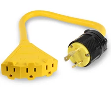 L5-30 Tripletap 5-15P Generator Power Cord Adapter 15A 3-Way Splitter 110,120 