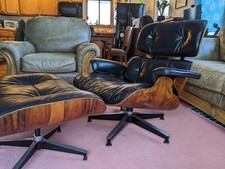 Authentic original vintage c. 1970 Herman Miller Eames lounge chair and ottoman