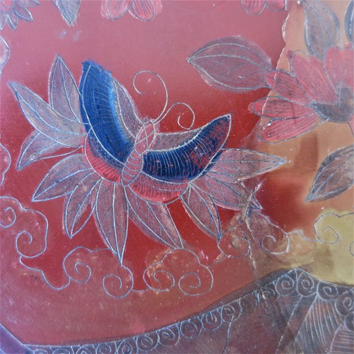 Chinese Red Lacquered Butterfly Box 12 Inches Decorative - Picture 6 of 7