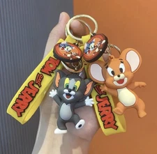 TOM AND JERRY SET OF 2 Keychain 3D Cute Animal Action Pendant Accessories