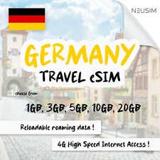 NeuSIM Germany eSIM 5-20GB Data | Same Day DELIVERY!
