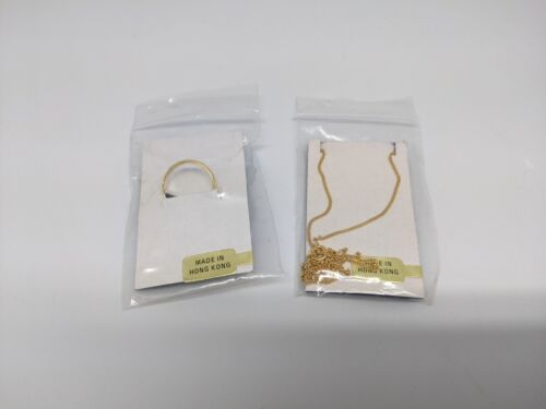 100 Stück Schmuckset 50 verstellbare Ringe & 50 Halskette goldfarben mit Diamantsplitter - Bild 4 von 12