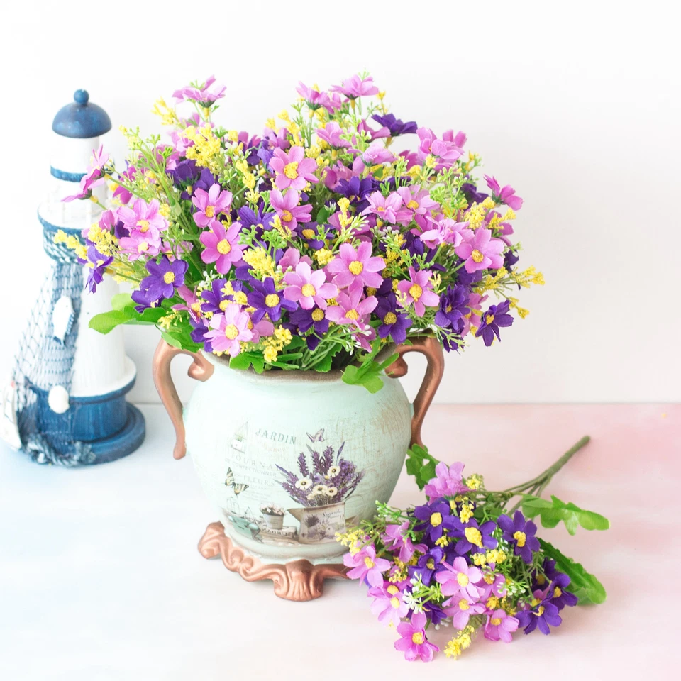 28 Cabeças Simulado Crisântemo Flor Decoração Varanda Cesta Suspensa Floral - Imagem 4 de 4