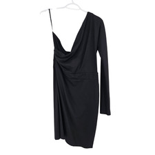 Blugirl Blumarine Dress Black Asymmetrical One Shoulder Long Sleeve NWOT Size 12