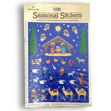 vintage hallmark seasonal stickers nativity