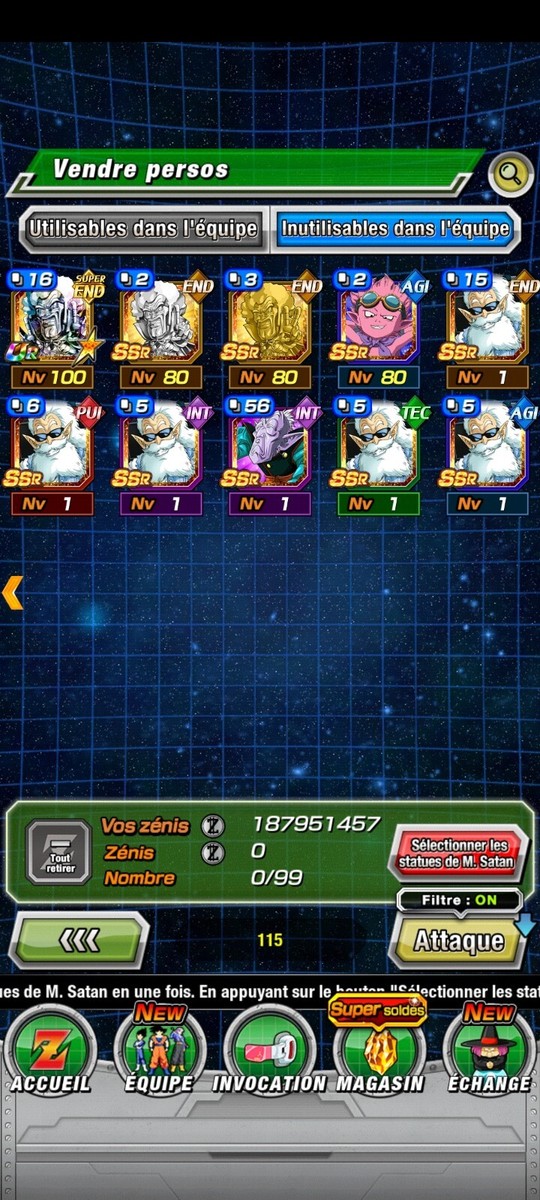Compte Dokkan Battle Global Lv 480 et 29LR