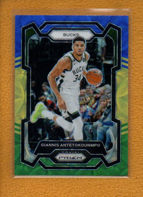Giannis Antetokounmpo 2023-24 Panini Prizm Prizms Choice Blue Yellow Green #103