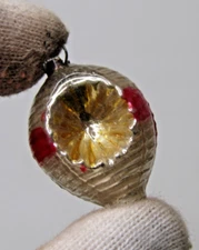 Vintage Glass Embossed Indent LANTERN Mini Feather Tree Christmas Ornament Japan