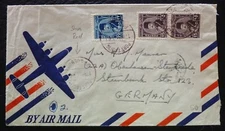 Egypt Unreadable Date Air Mailed Cover with a Paquebot canc. - Multiple franking