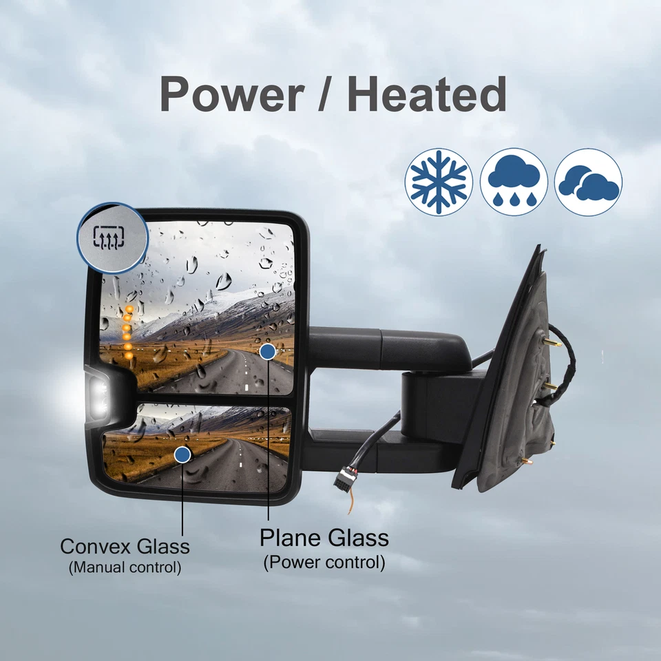 Tow Mirrors for 2014-2018 Chevy Silverado Sierra 1500 2500HD 3500HD Power Heated - Image 3 of 4