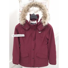 Hollister All Weather Stretch Sherpa Lined Parka Jacket Coat Womens Size Medium