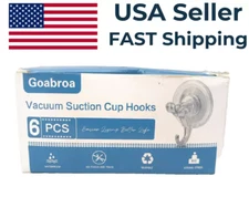 Goabroa Suction Cup Hooks, 6 Pack Clear Vacuum Dual Reusable Waterproof