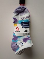 Reebok Girls Low Cut Socks Large 4-10 Pack of 6 Multicolor