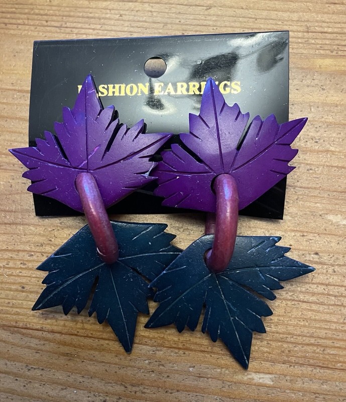 Vintage Designer Earrings Wooden Hand Painted