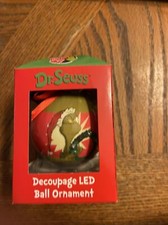 Dr. Seuss The Grinch Christmas Ball Ornament with LED Light NEW